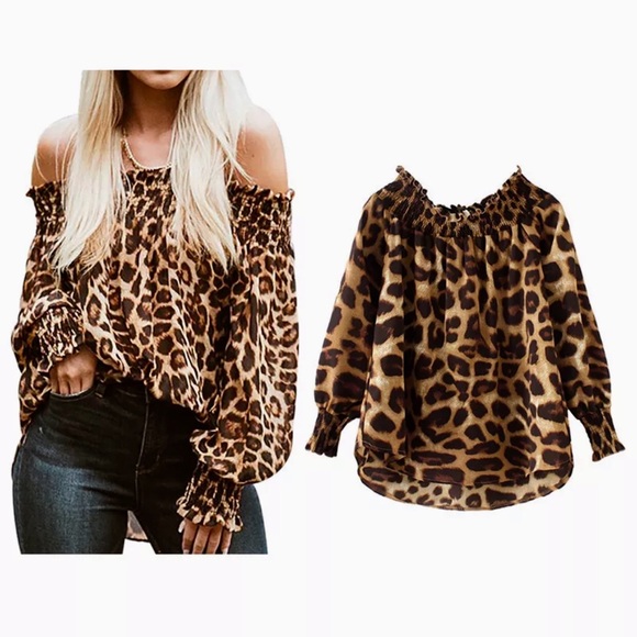 LEOPARD OFF THE SHOULDER TOP - Picture 3 of 8